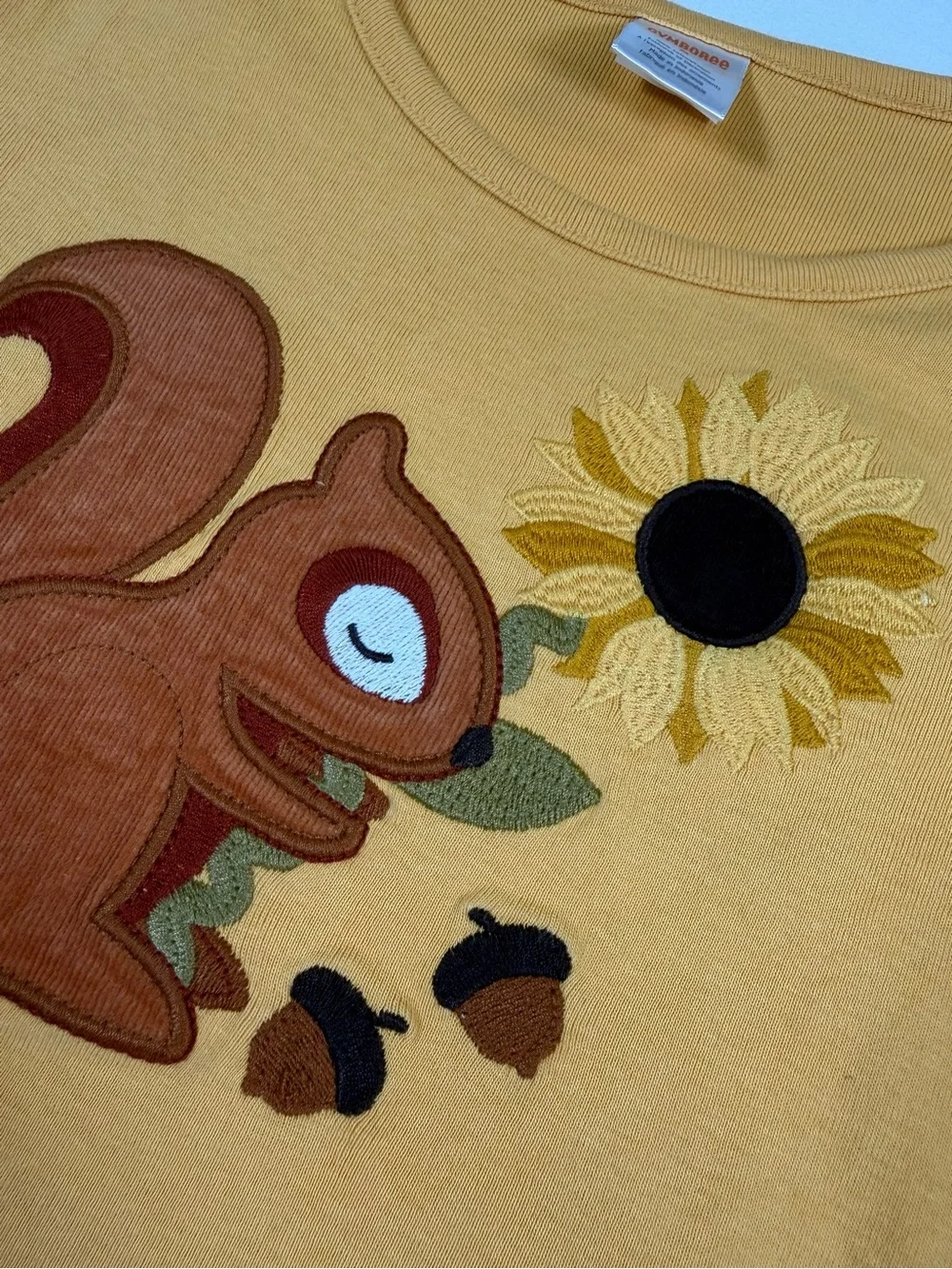 GYMBOREE Girl Squirrel Sunflower Applique Top 8 Woodland Cottagecore Forestcore